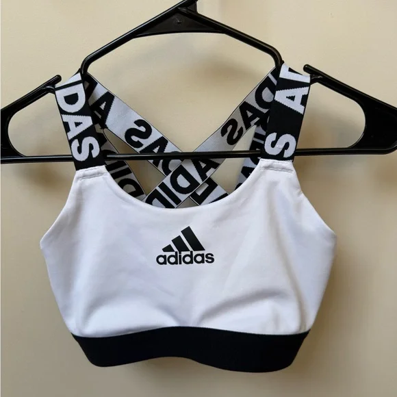 Adidas Black and White Crisscross Sports Bra - Picture 1 of 2